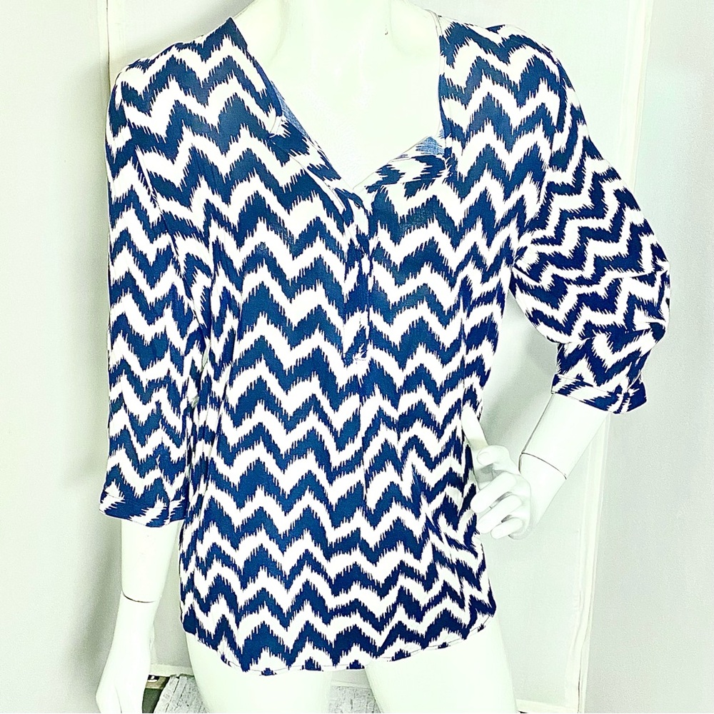 Women’s Chevron Print Pullover Tunic/Blouse V-Neck with 3/4 Sleeve’s XL